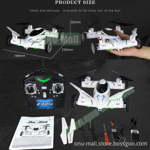 X25 8CH 6-Axis Speed 2.4GHz Switch 360 Degree 3D Flips RC Quadcopter Flying Car with 0.3MP FPV Camera